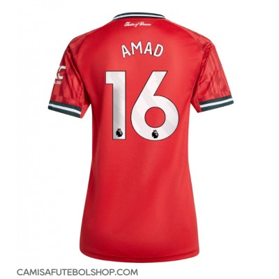 Camisa de time de futebol Manchester United Amad Diallo #16 Replicas 1º Equipamento Feminina 2025-26 Manga Curta Camisa de time de futebol Manchester United Amad Diallo #16 Replicas 1º Equipamento Feminina 2025-26 Manga Curta
